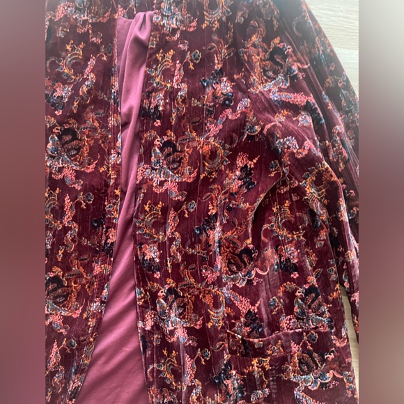 Free People Burgundy Velvet Jacket - Picture 2 of 10